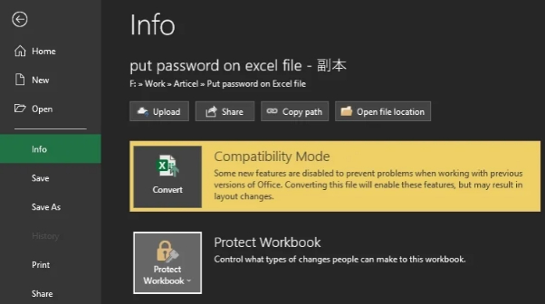 點擊「Protect Workbook」選項