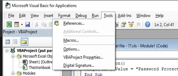 VBAProject Properties