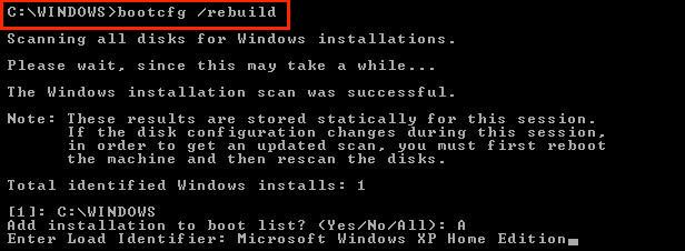 輸入bootcfg rebuild