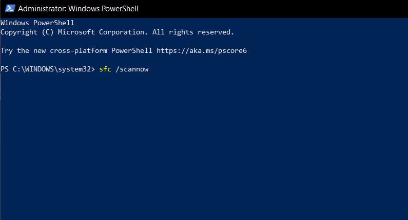 sfc command powershell