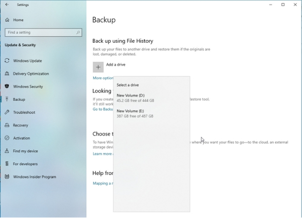 選擇需要備份的磁碟機
