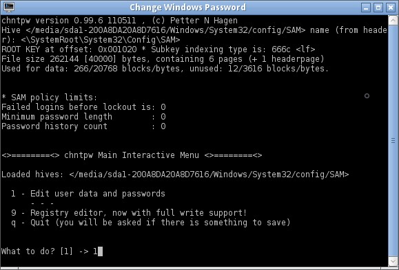 reset password with chntpw