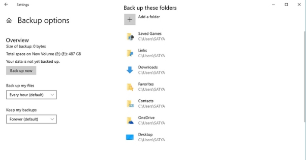 設定檔案歷程記錄備份