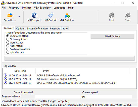 elcomsoft advanced office password recovery