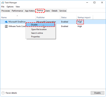 選擇不必要的程序點擊「停用」