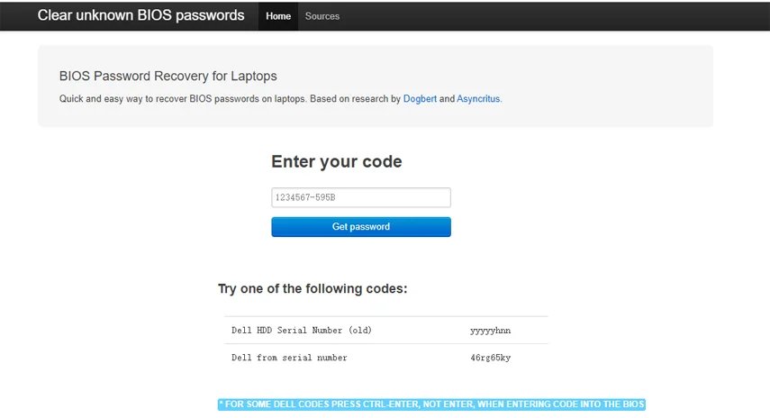 bios password recovery for laptops