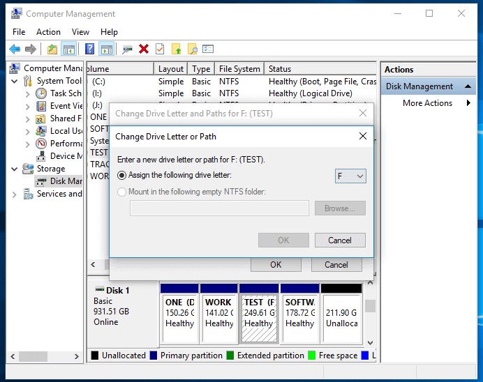 選擇另一個磁碟機盤符