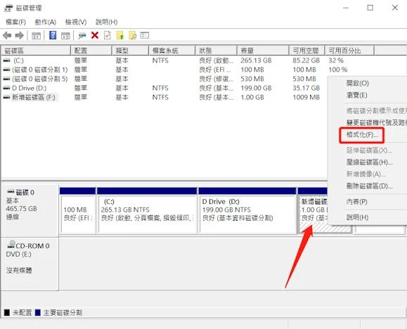 磁碟管理格式化