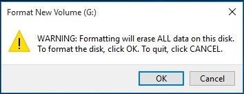 點擊「確定」繼續格式化