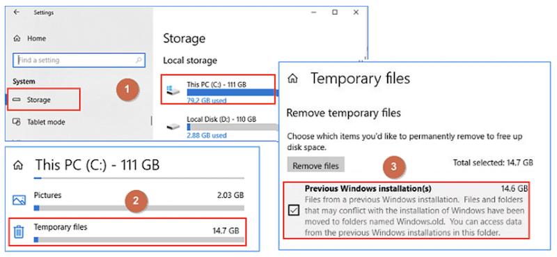 「移除暫存檔案」的欄目中選擇刪除